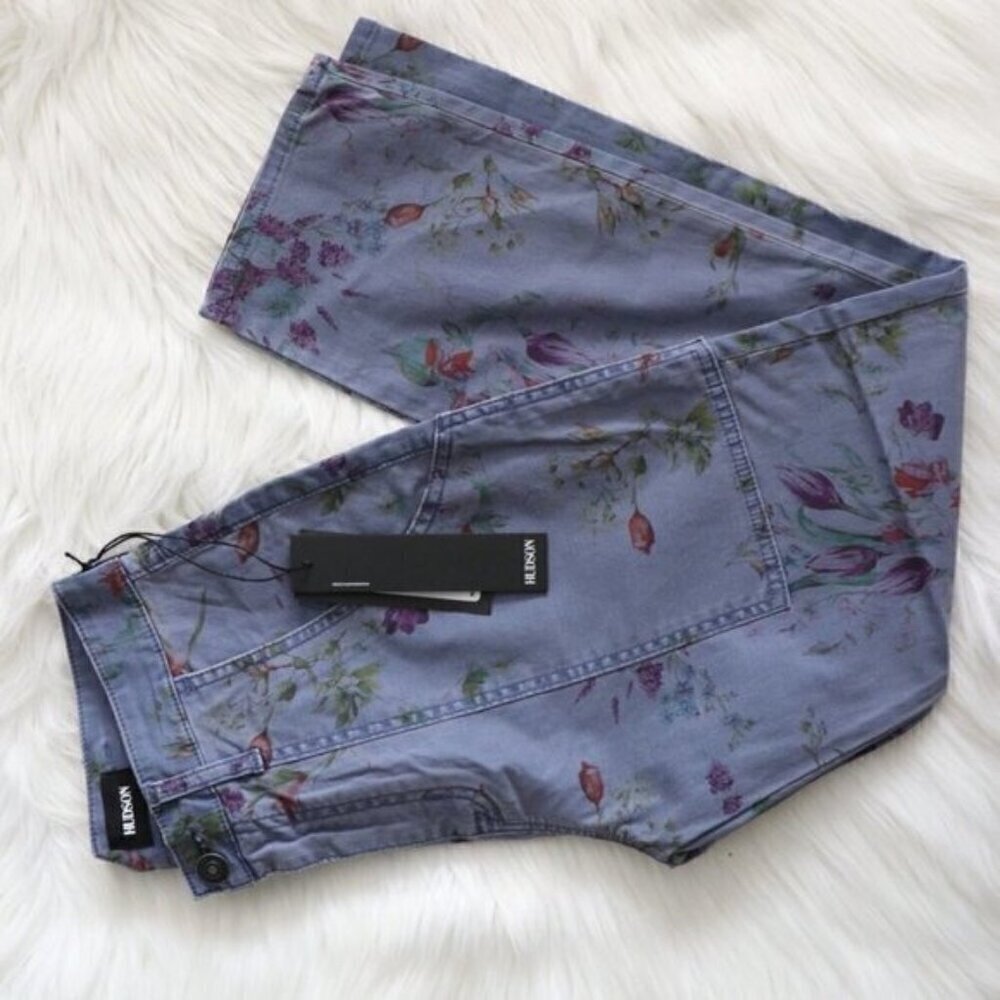 NWT Hudson Jeans Floral Print Blue Cargos Size 26 - Picture 4 of 7